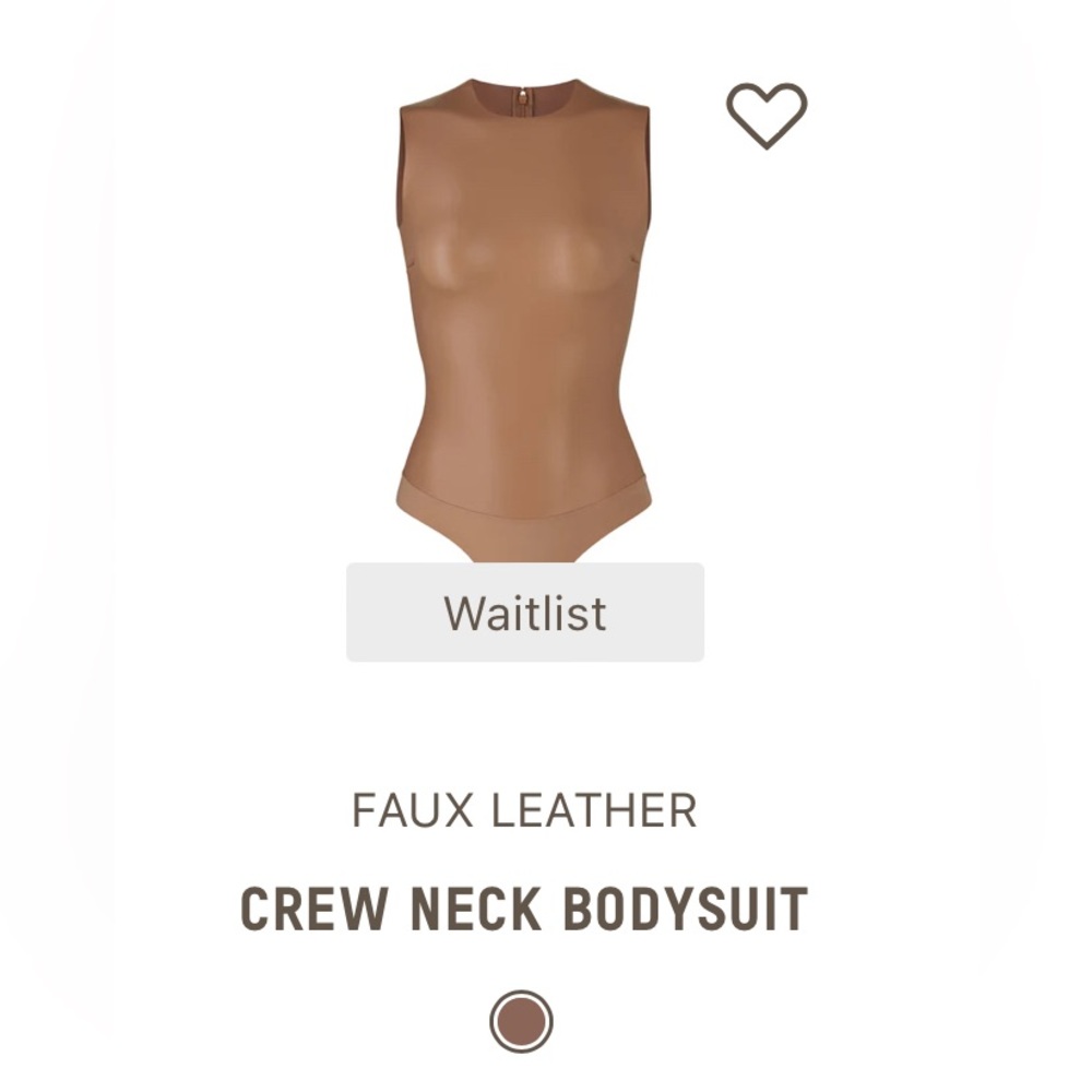Skims Faux Leather Crew Neck Bodysuit in Cocoa size 2x